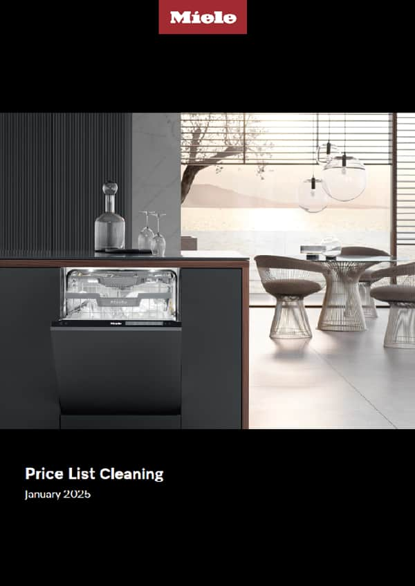 Miele Cleaning Price Book Cover with picture of dishwasher and Miele logo